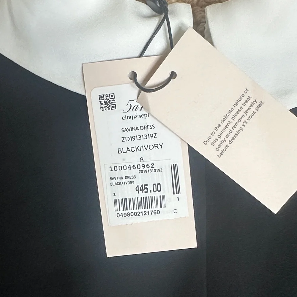 Cinq à Sept Savina Dress Black Ivory Size 8 | NWT| Silk Collar Lace Trim Dress - Picture 8 of 8